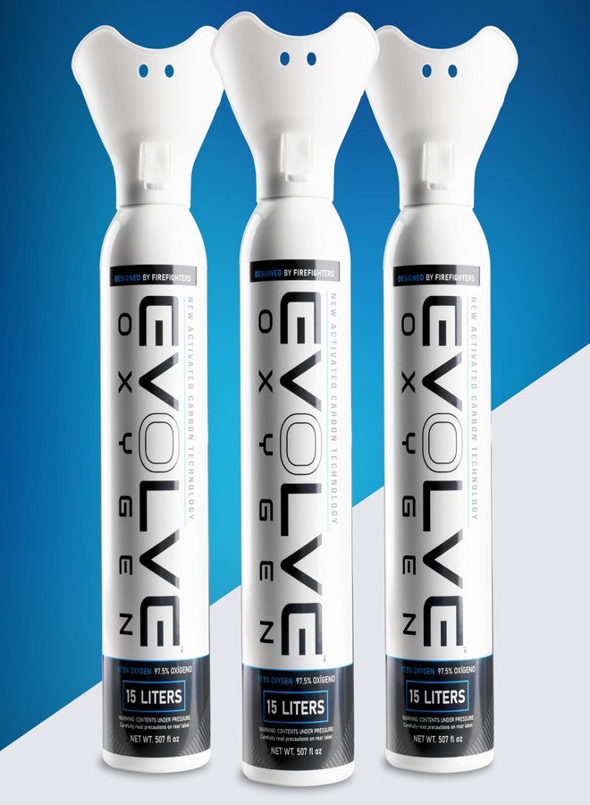 إيفولف عبوة أكسجين نقي من إيفولف سعة 15 لترًا مع كوب تنفس | عبوة أكسجين محمولة | مثالية للاستخدام المنزلي والأنشطة الخارجية | مصممة من قبل رجال الإطفاء | صنع في الولايات المتحدة الأمريكية | عبوة من 3 قطع - Image 2